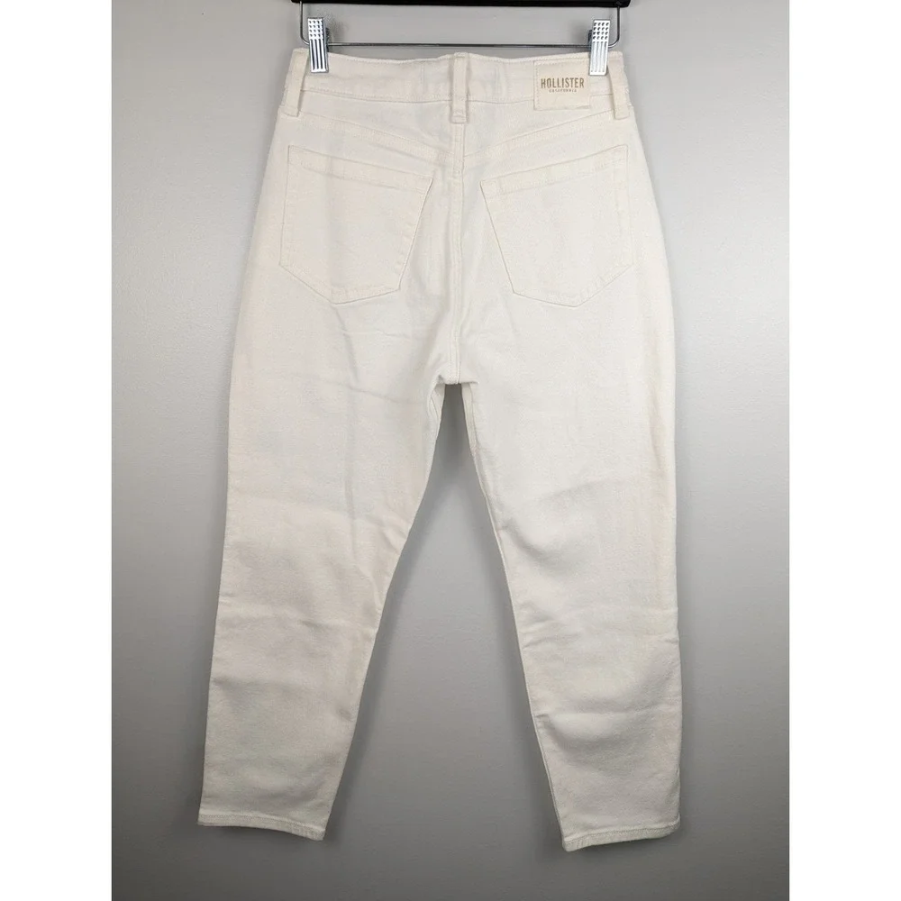 Hollister Women's Ultra High Rise Mom Jeans 4S White Vintage Stretch Denim W27S‎